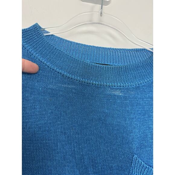 Alain Manoukian Italy Teal Viscose Sweater Womens Medium Blue Knit Elevated Chic - Picture 4 of 12